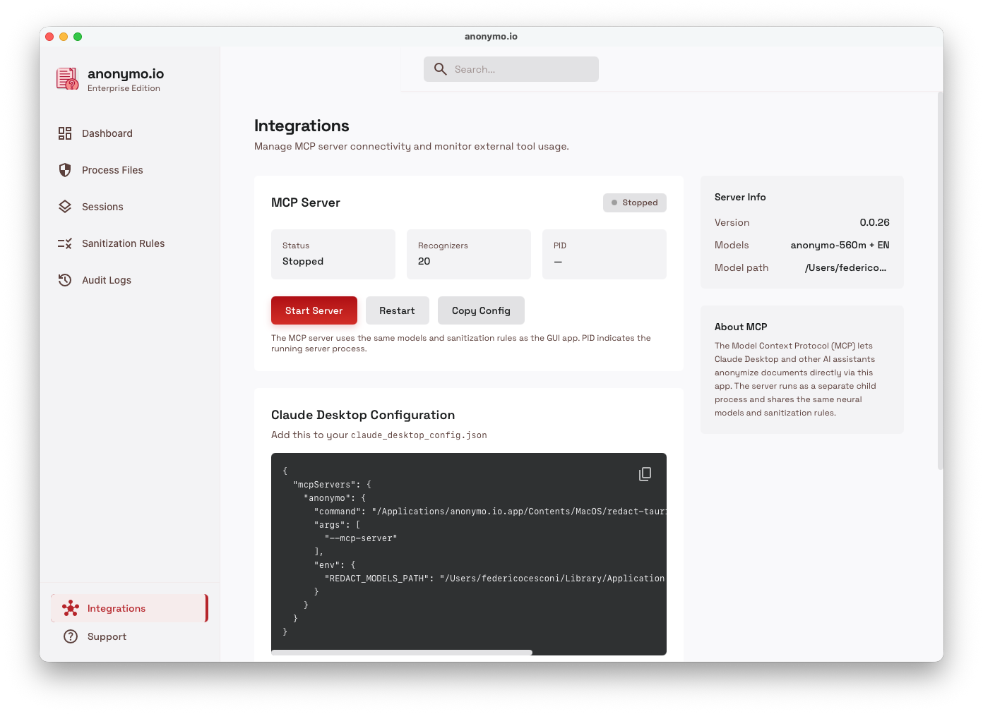 Anonymo — MCP server for your LLM