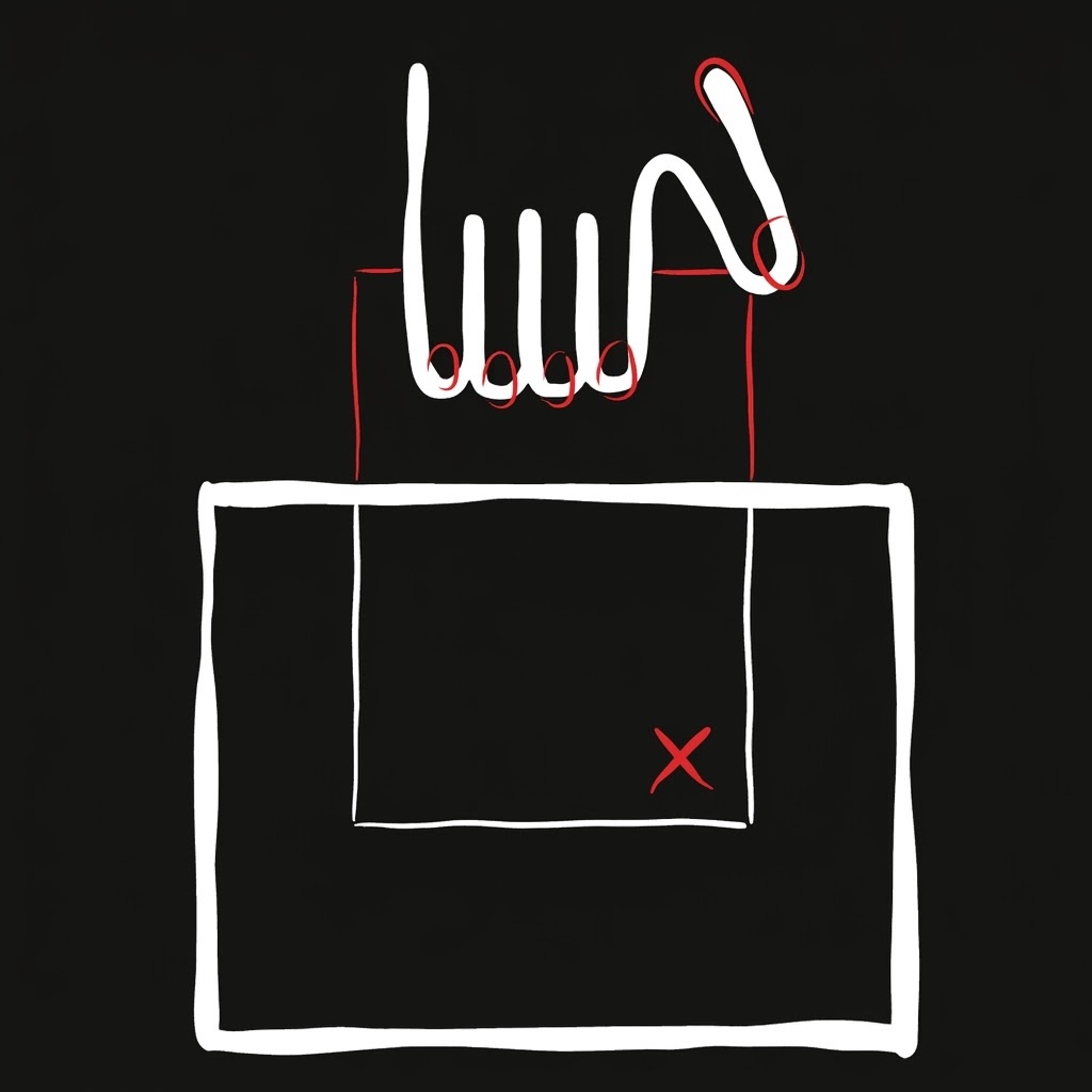 Hand-drawn illustration of a hand pulling a plug out of a socket — symbolizing fully offline operation